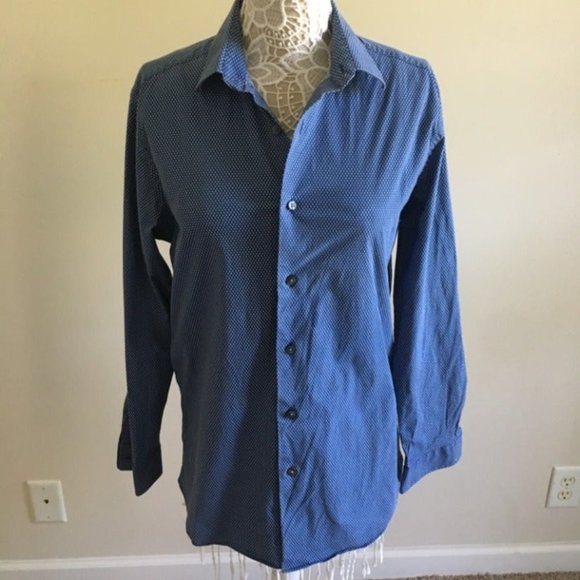 Apt. 9 Other - Mens Printed Button Down Blue Shirt